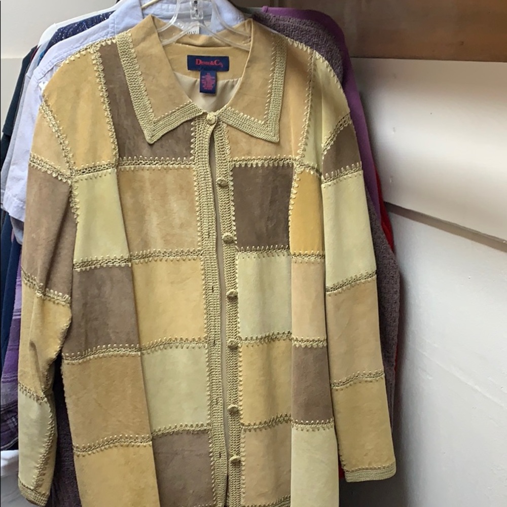 Denim&Co Patchwork Leather Jacket - Brown and Tan